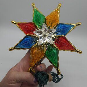 Vintage Christmas Tree Topper Star Plastic with Lights